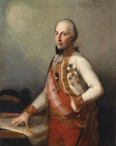 Veldmaarschalk Aartshertog Karl in uniform met het Grootkruis van de Militaire Maria Theresia Orde en de insignes van een Grootmeester van de Duitse Orde door Unbekannt Unbekannt